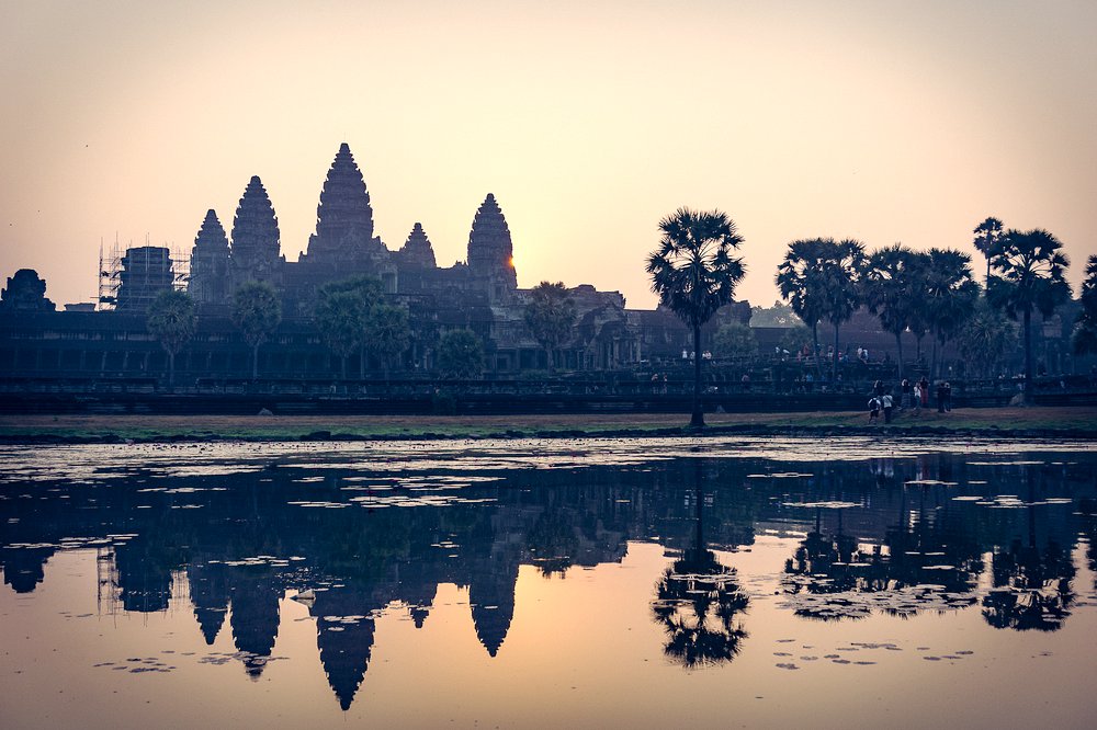 The iconic sunrise at Angkor Wat 